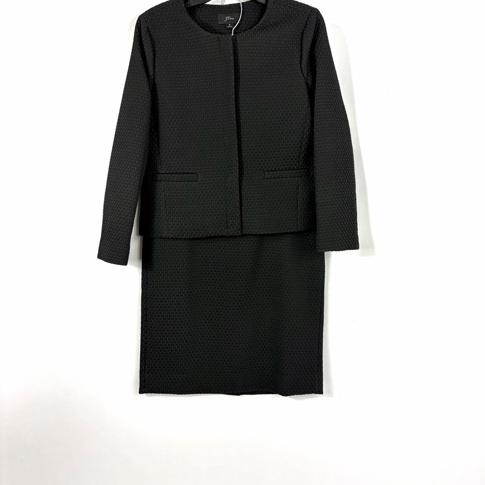 J. Crew Black Textured Skirt Suit Set